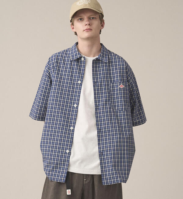 DANTON「DANTON | ボイルポプリン 半袖ワークシャツ MEN」|シャツ・ブラウス|NAVY系1