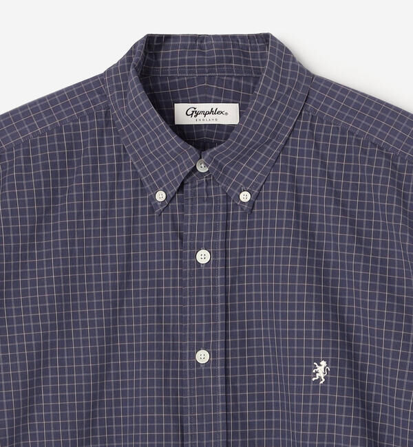 GYMPHLEX「Gymphlex | コットンワッシャー ボタンダウン半袖シャツ CHECK MEN」|シャツ・ブラウス|