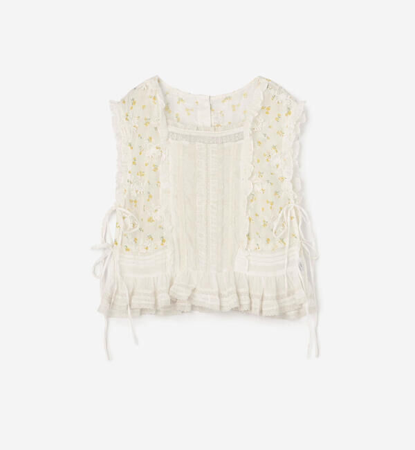  「crinkle crinkle crinkle | シアーフラワー ベストブラウス WOMEN」|シャツ・ブラウス|