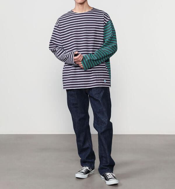 ORCIVAL「ORCIVAL | ハーレクイン コットンロード クルーネック フレンチバスクTシャツ MEN」|Tシャツ・カットソー|