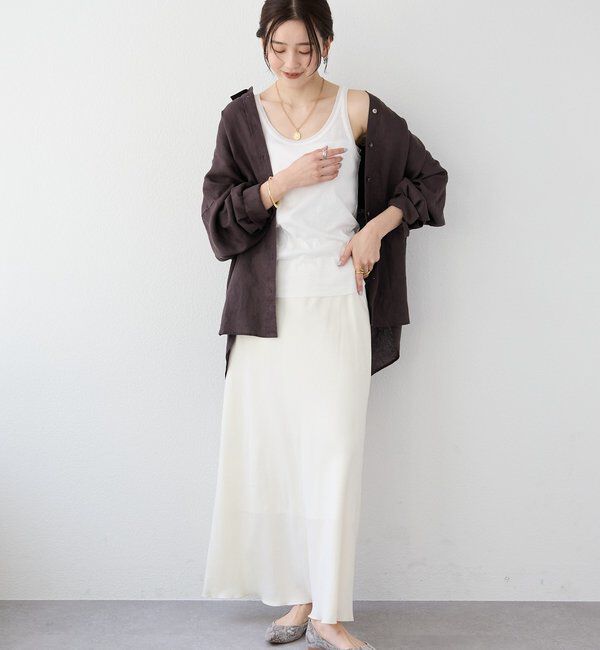 「【新色追加/6色展開】チュールリブタンクトップ」|キャミソール|