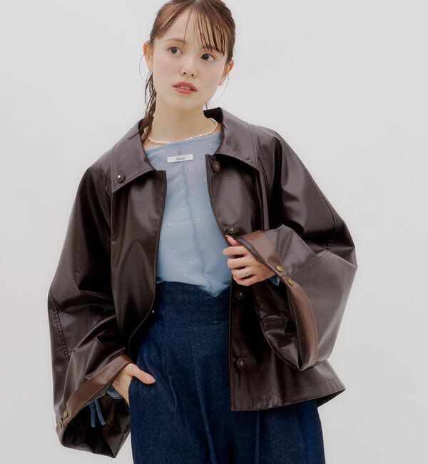  「【lilium by lily】ファー付きポンチョ風コート」|その他|