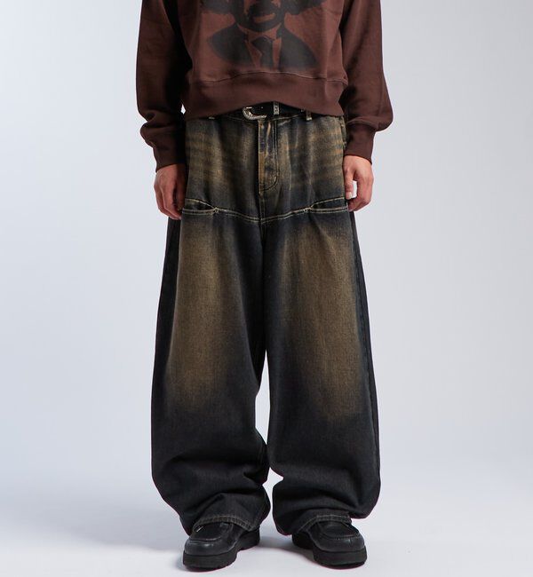  「《UNISEX / サイズ展開あり》スラッシュポケットブラストワイドデニム」|デニム|