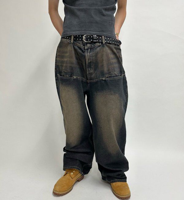  「《UNISEX / サイズ展開あり》スラッシュポケットブラストワイドデニム」|デニム|