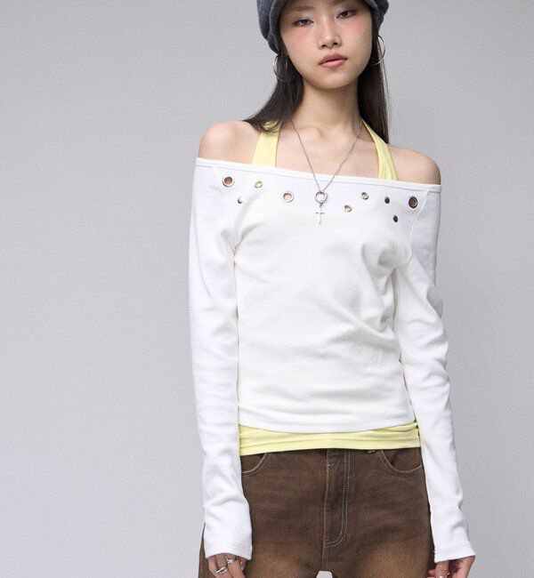  「【WEB限定/26AW新色あり】アイレットオフショルトップス」|Tシャツ・カットソー|