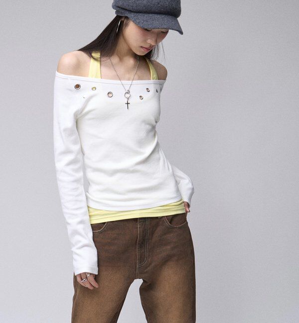  「【WEB限定/26AW新色あり】アイレットオフショルトップス」|Tシャツ・カットソー|