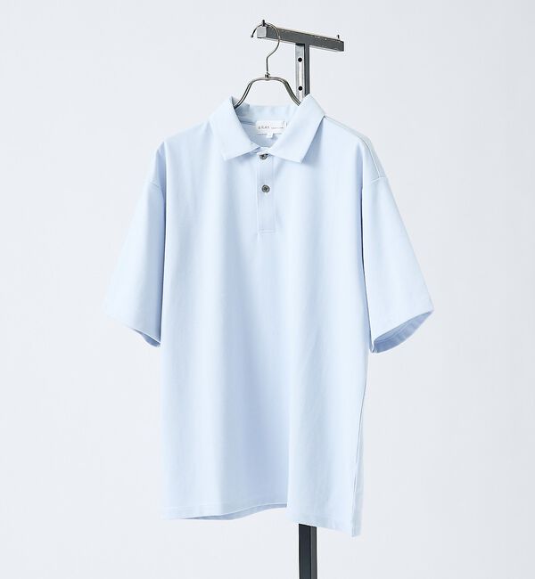 ABAHOUSE「【抗菌防臭/UVカット】シルキーポンチ 半袖ポロシャツ」|ポロシャツ|サックスブルー