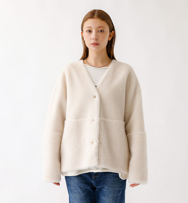 Rouge vif「【MICA&DEAL /マイカアンドディール】リバーシブルVボア/リバーシブル/」|ノーカラーコート|