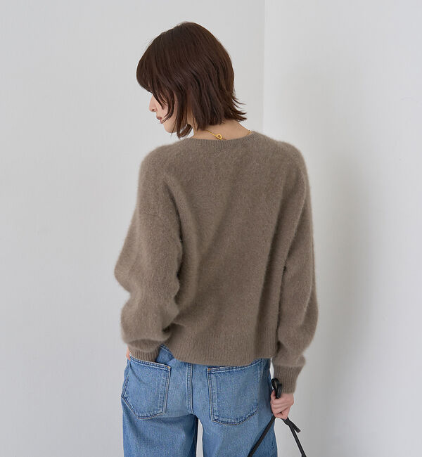 Rouge vif「フォックスウールクルーネッククルミ釦カーディガン」|カーディガン|
