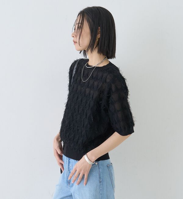 Rouge vif「ドットシアーフリンジニット」|ニット・セーター|