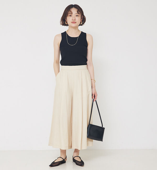 qualite「【接触冷感】ナチュラルシャンブレーフレアーパンツ」|その他|