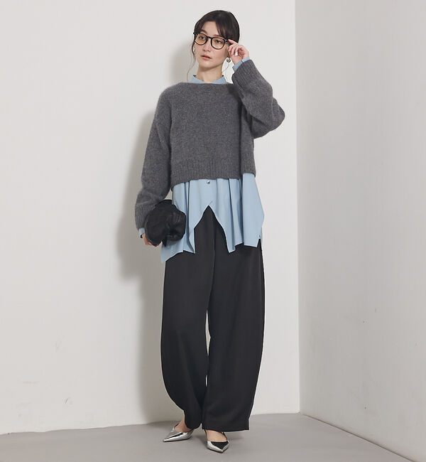 qualite「【気品あるツヤ感】ジョーゼットサテンワイドパンツ」|その他|