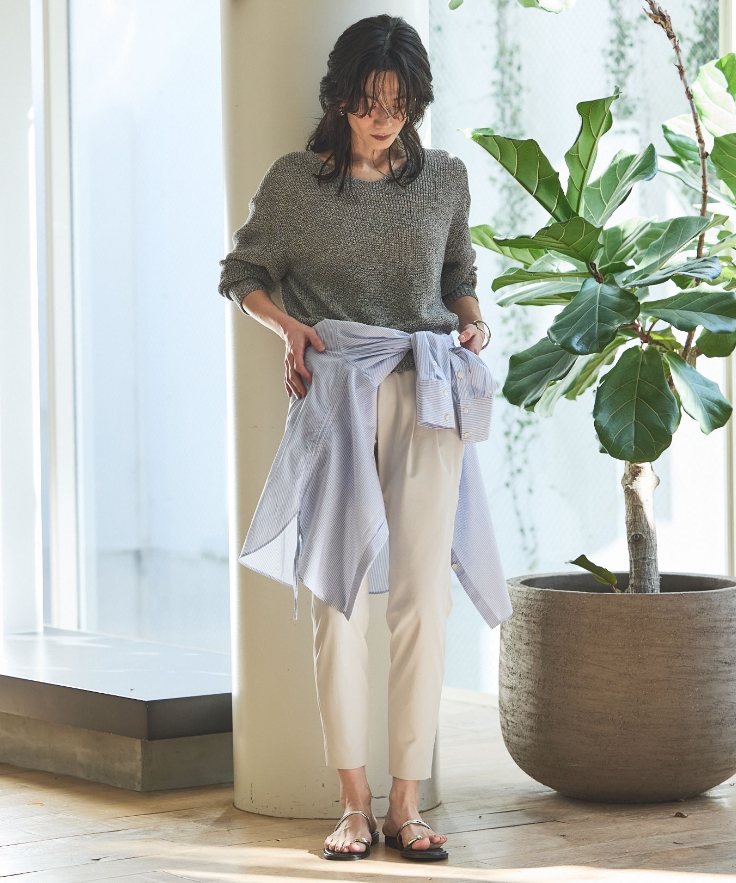 qualite「【愛され続ける名品パンツ！新色追加】2WAYストレッチタックパンツ」|その他|