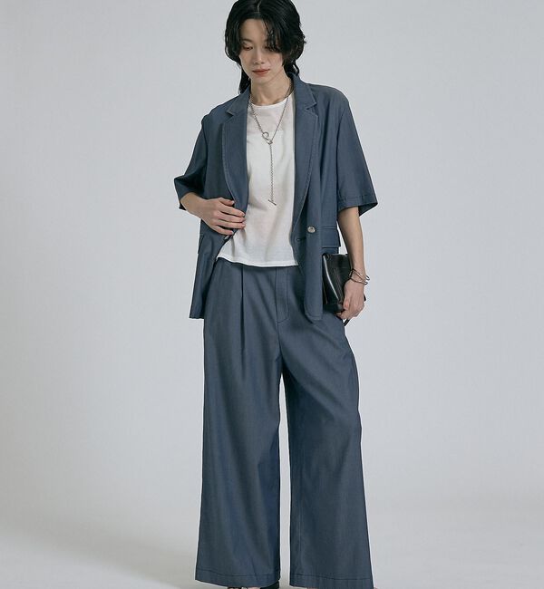 qualite「【接触冷感・セットアップ対応】ライトデニムハーフスリーブジャケット」|その他|