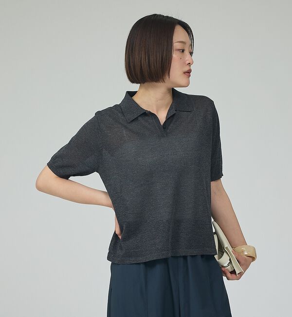 qualite「ラメポロニットTシャツ」|Tシャツ・カットソー|