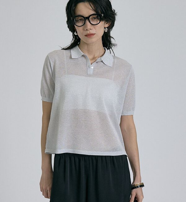 qualite「ラメポロニットTシャツ」|Tシャツ・カットソー|シルバー