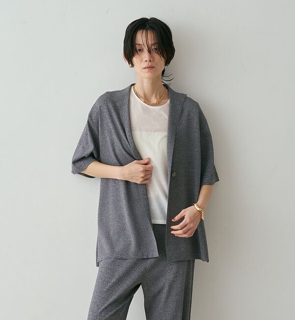 qualite「【接触冷感・セットアップ対応】レーヨンストレッチニットジャケット」|カーディガン|グレー系その他2