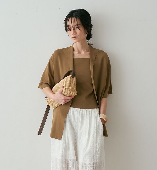 qualite「【接触冷感・セットアップ対応】レーヨンストレッチニットジャケット」|カーディガン|