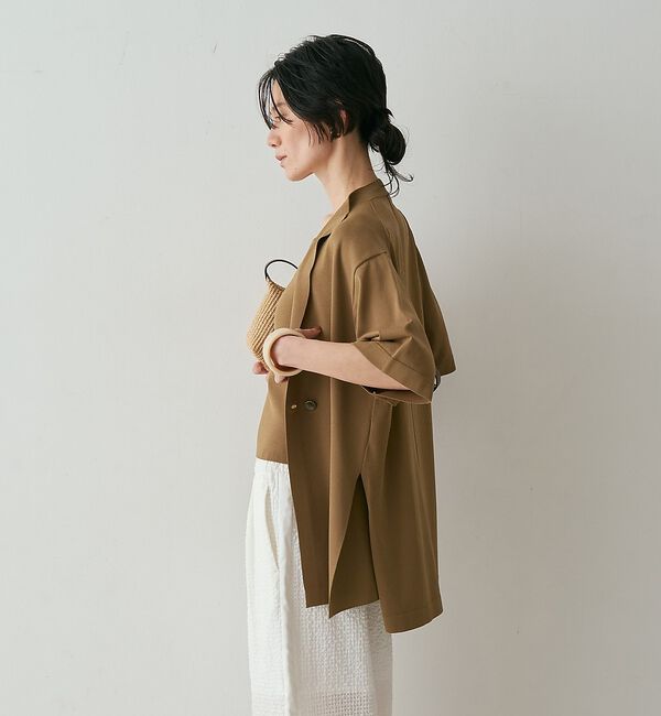 qualite「【接触冷感・セットアップ対応】レーヨンストレッチニットジャケット」|カーディガン|