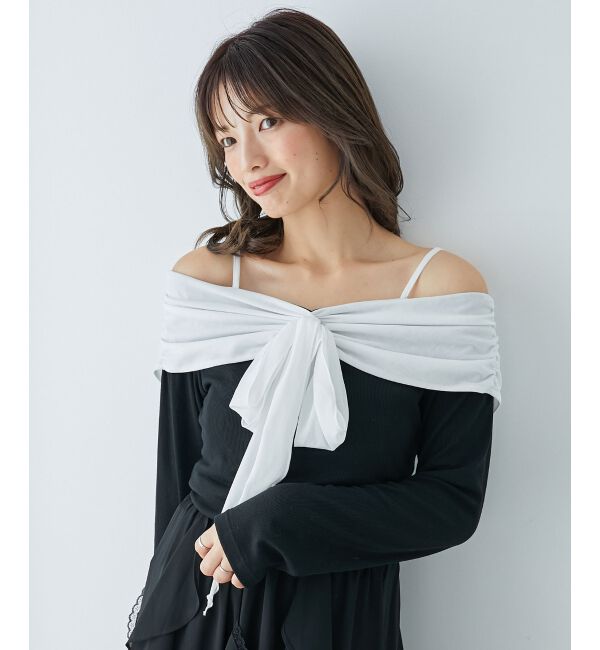  「オフショルリボントップス」|Tシャツ・カットソー|