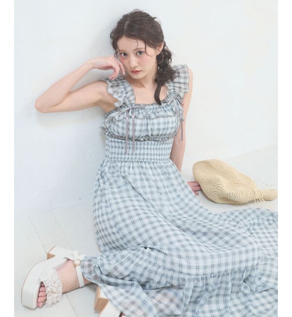  「ショルダーフリルキャミワンピース」|ワンピース|