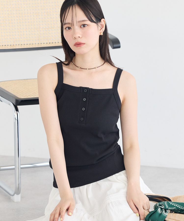 earth music&ecology「【接触冷感・抗菌防臭】ヘンリーネックキャミソール」|インナー|Black