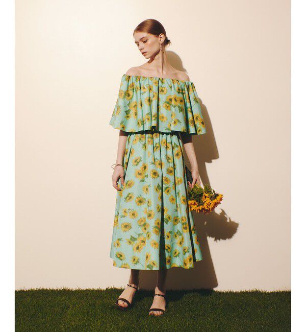 LOULOU WILLOUGHBY「WEB 一部店舗限定【LOULOU WILLOUGHBY】サンフラワープリントギャザースカート」|スカート|