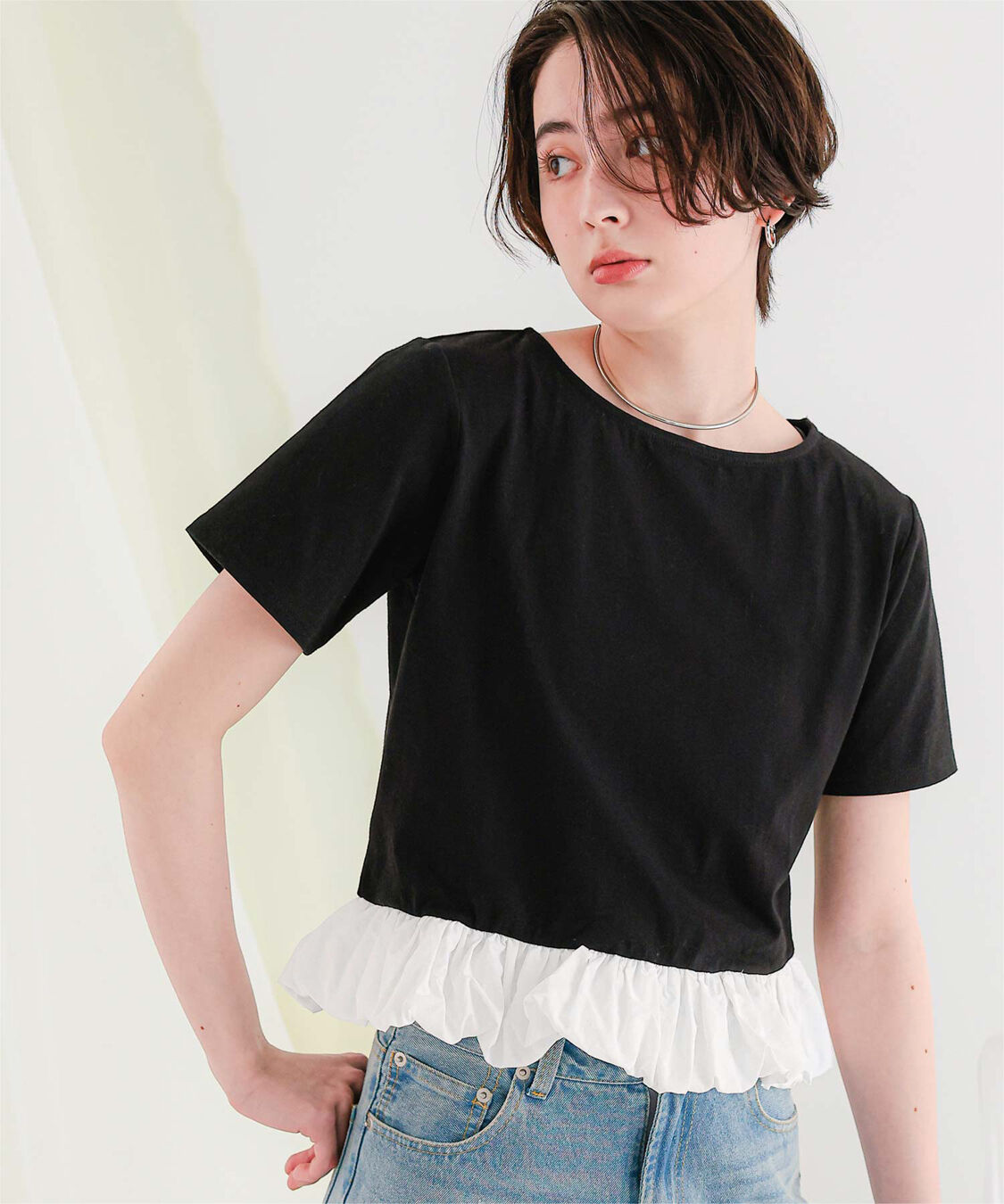 titivate「チビバルーン半袖トップス」|Tシャツ・カットソー|ブラック