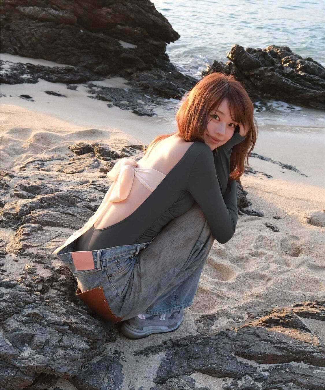 SEA DRESS「【いつきさんコラボアイテム】バックオープンリボン長袖ワンピース/水着」|コンビネゾン|