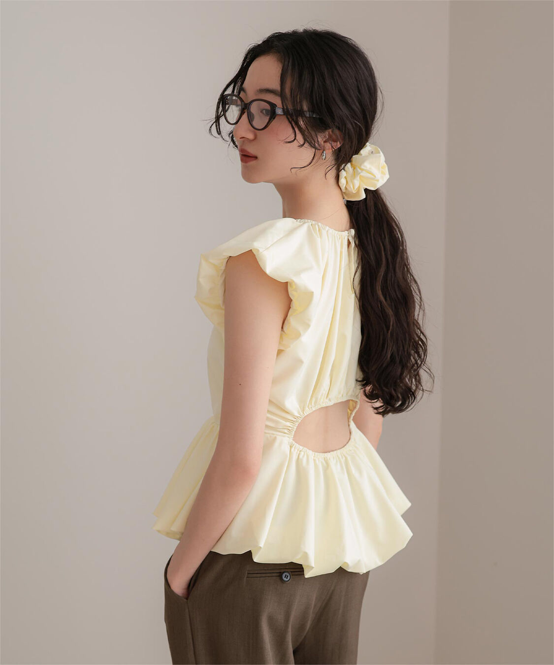 miette「シュシュセットバルーンブラウス」|シャツ・ブラウス|ライトイエロー