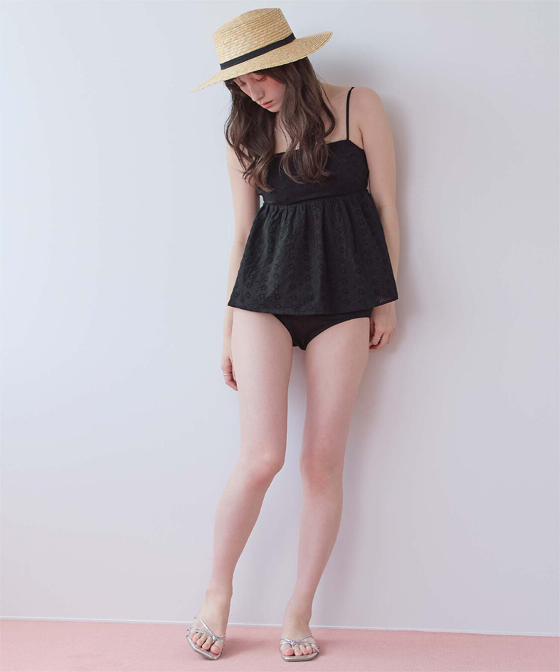 SEA DRESS「3点セット/フラワーレースペプラムビキニ&times;ショートパンツ/水着」|ビキニ|