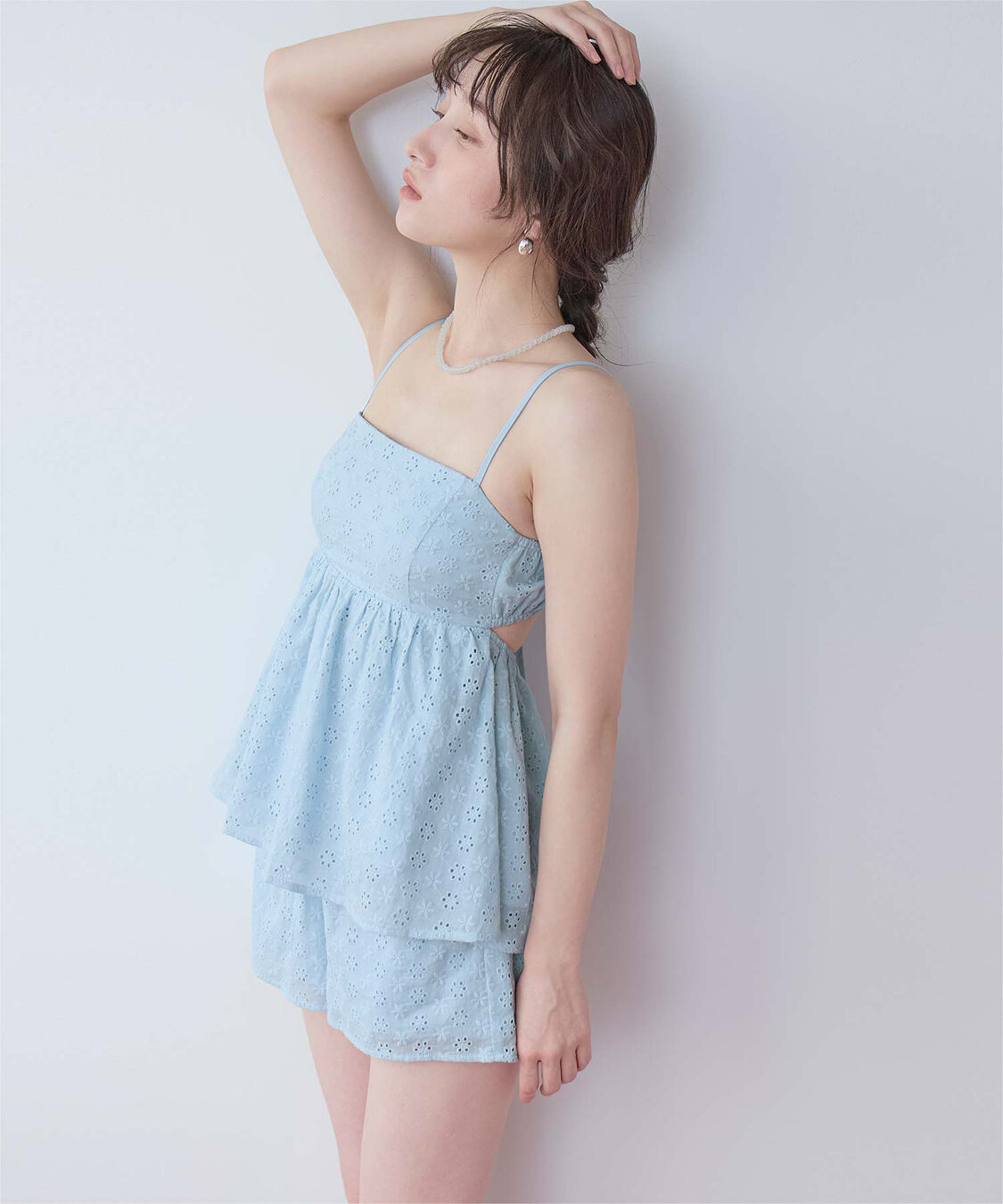 SEA DRESS「3点セット/フラワーレースペプラムビキニ&times;ショートパンツ/水着」|ビキニ|