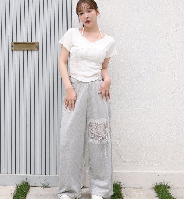  「ウエストカットレース付きカットパンツ」|その他|