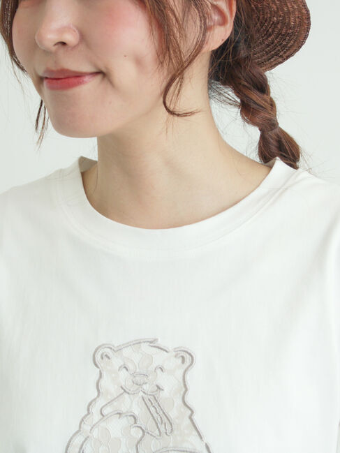 Samansa Mos2「【メルヘン&times;Samansa Mos2】レース貼りTシャツ」|Tシャツ・カットソー|