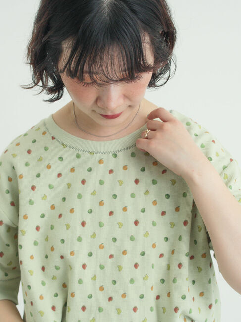 Samansa Mos2「【メルヘン&times;Samansa Mos2】ワッフル総柄Tシャツ」|Tシャツ・カットソー|ミント