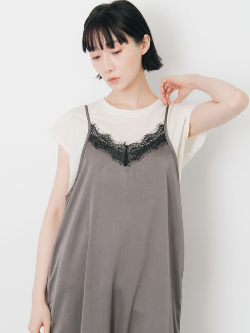 Samansa Mos2「【抗菌、接触冷感】シアー梨地フレンチスリーブTシャツ」|Tシャツ・カットソー|