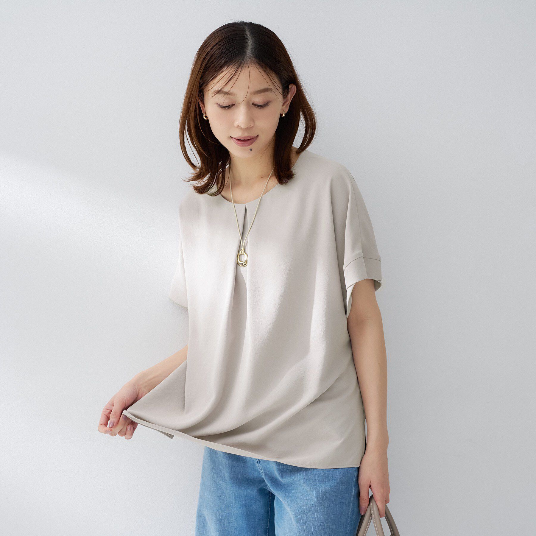 UNTITLED「【セットアップ可/UVカット/前後2WAY】リラクシーフレンチスリーブブラウス」|シャツ・ブラウス|