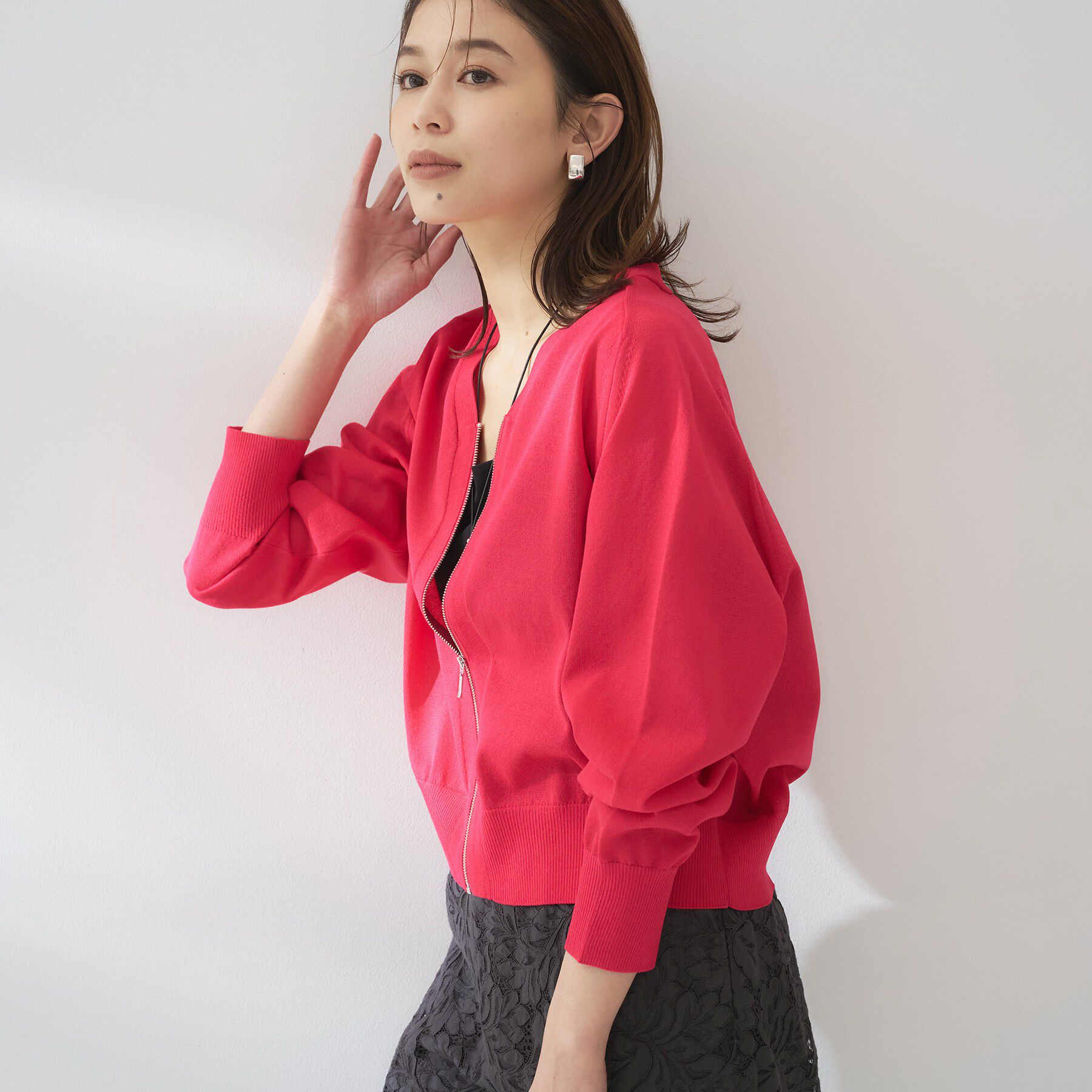 UNTITLED「【アンサンブル可/日除け・冷房対策】シアーレーヨンZIPカーディガン」|カーディガン|ピンク(073)