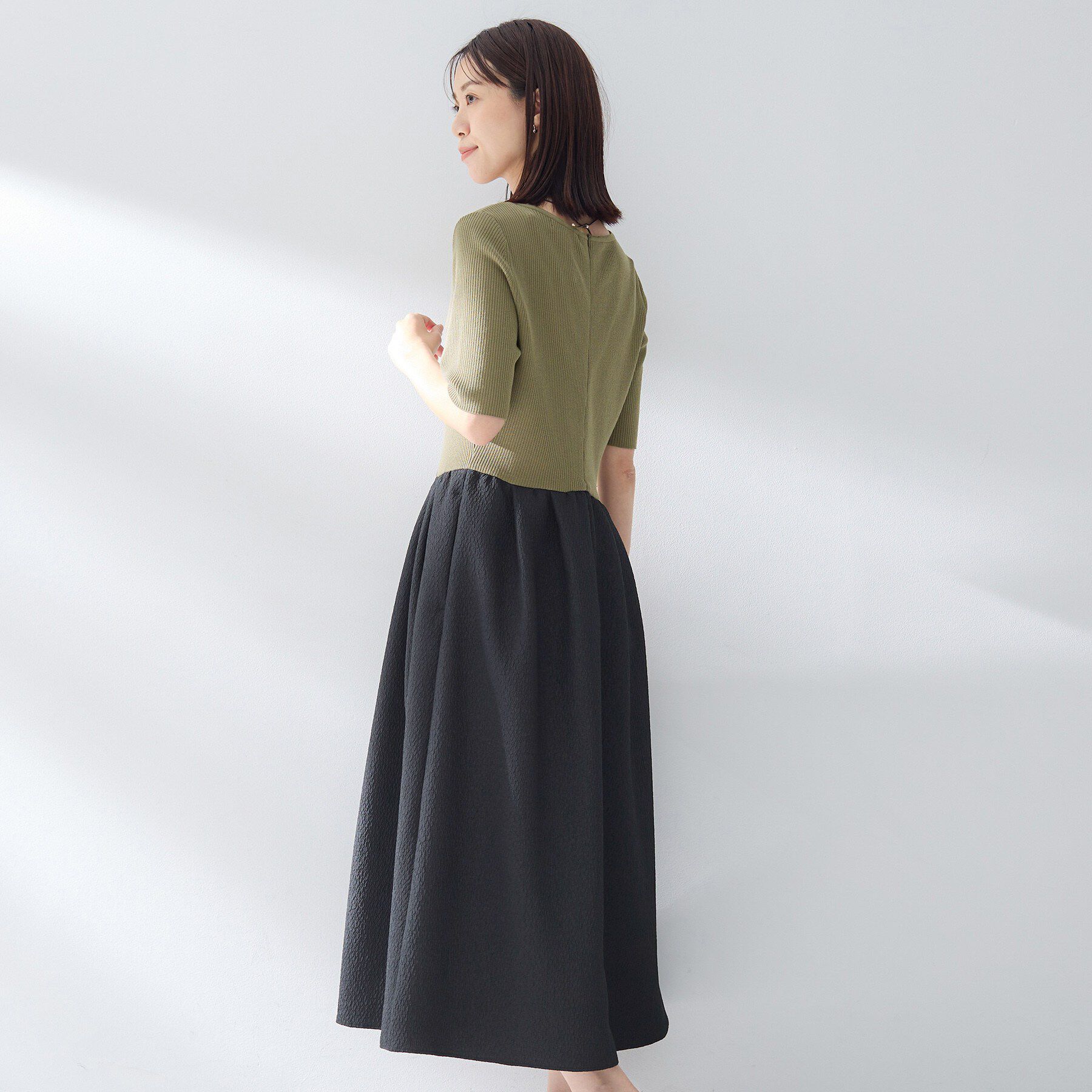 UNTITLED「【一枚でサマ見え】ニットドッキングジャガードワンピース」|ワンピース|