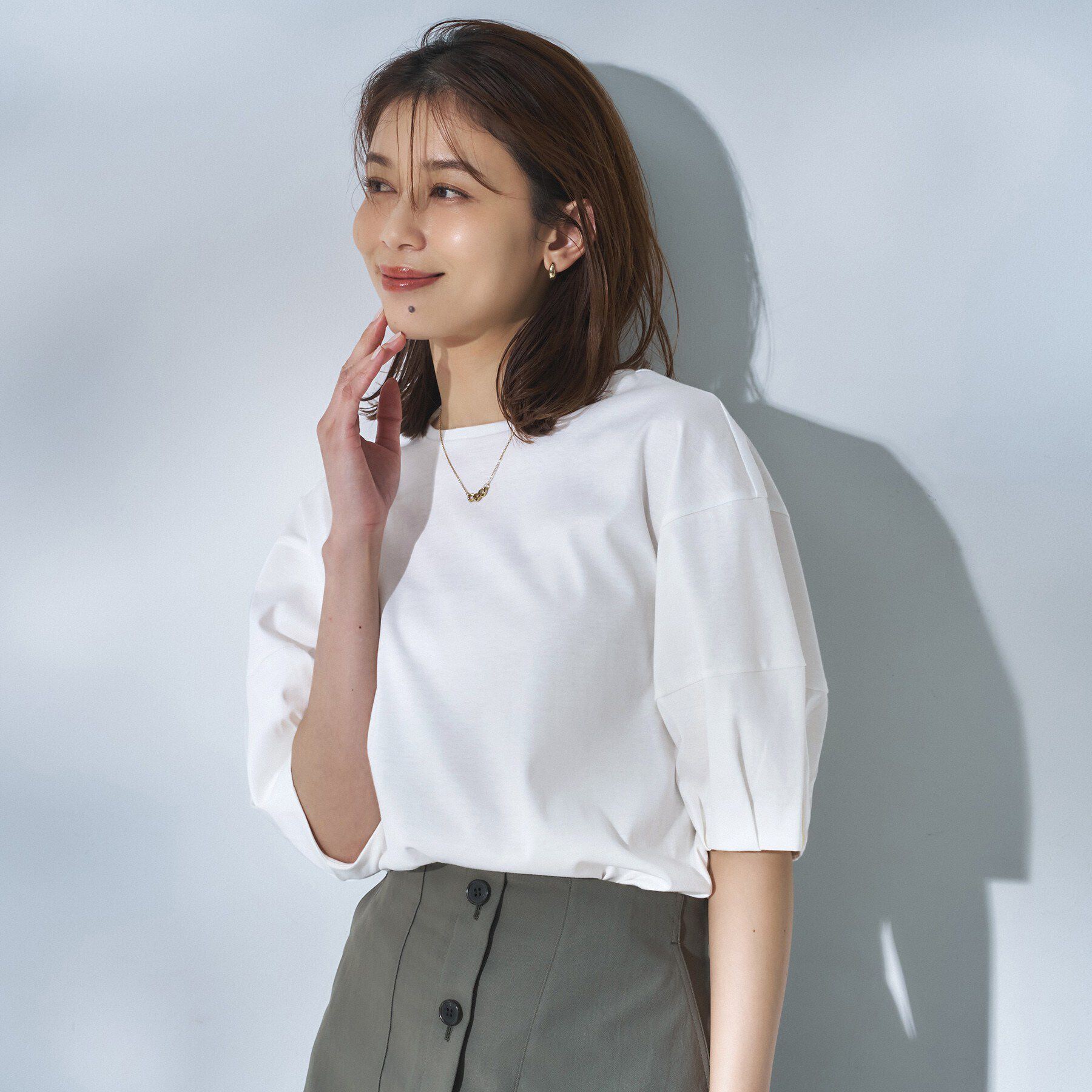 UNTITLED「【汗染み防止/接触冷感】ランタンスリーブプルオーバー」|Tシャツ・カットソー|