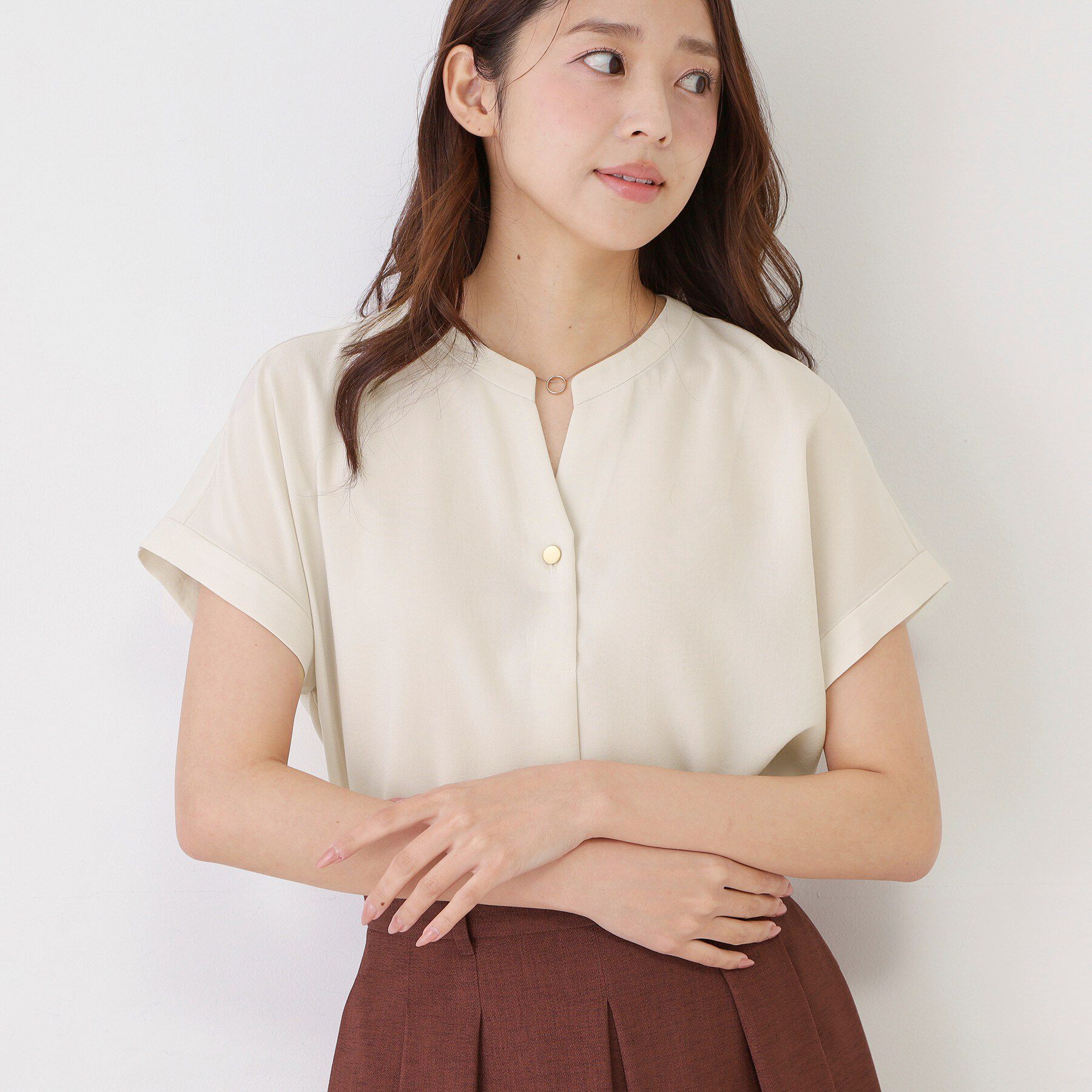 COUP DE CHANCE「【手洗い可／セットアップ可】キーネックブラウス」|シャツ・ブラウス|