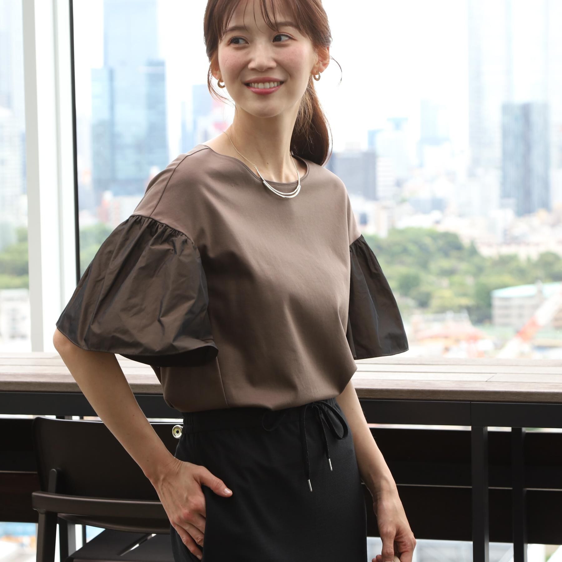 COUP DE CHANCE「【手洗い可／日本製】フレアスリーブプルオーバー」|Tシャツ・カットソー|