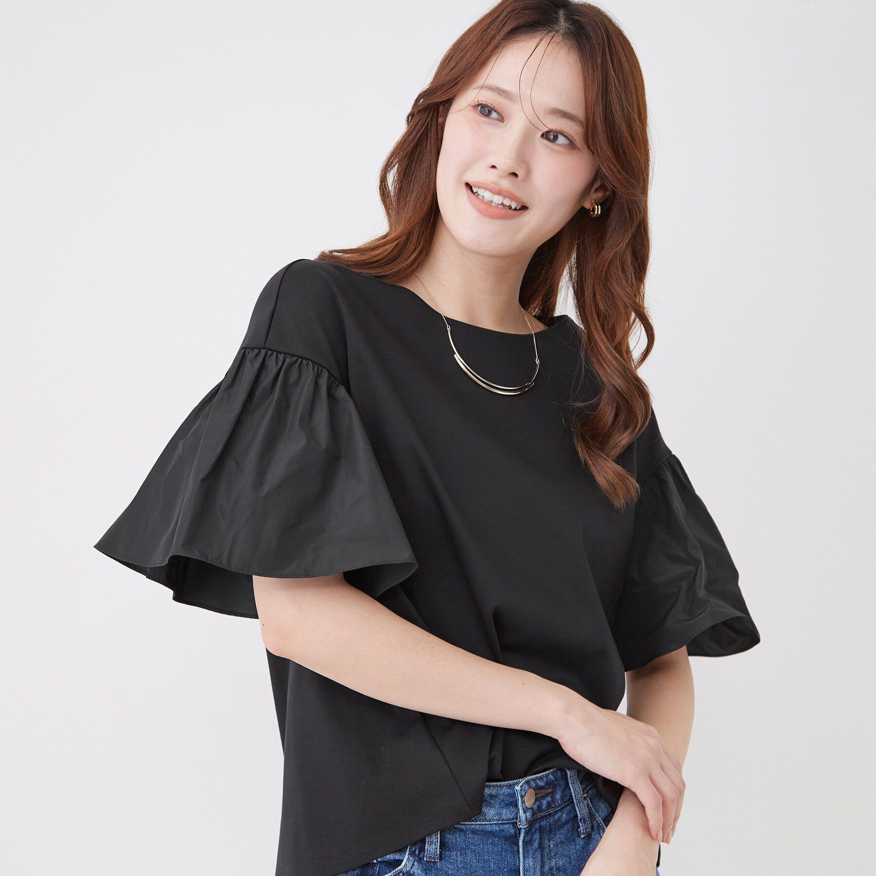 COUP DE CHANCE「【手洗い可／日本製】フレアスリーブプルオーバー」|Tシャツ・カットソー|