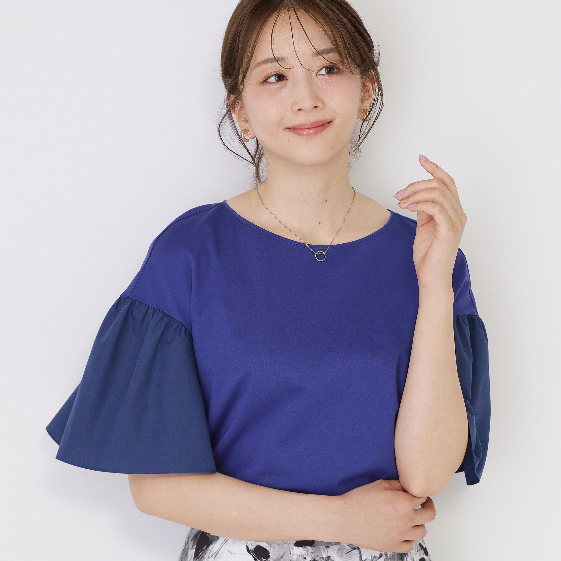 COUP DE CHANCE「【手洗い可／日本製】フレアスリーブプルオーバー」|Tシャツ・カットソー|ブルー(093)