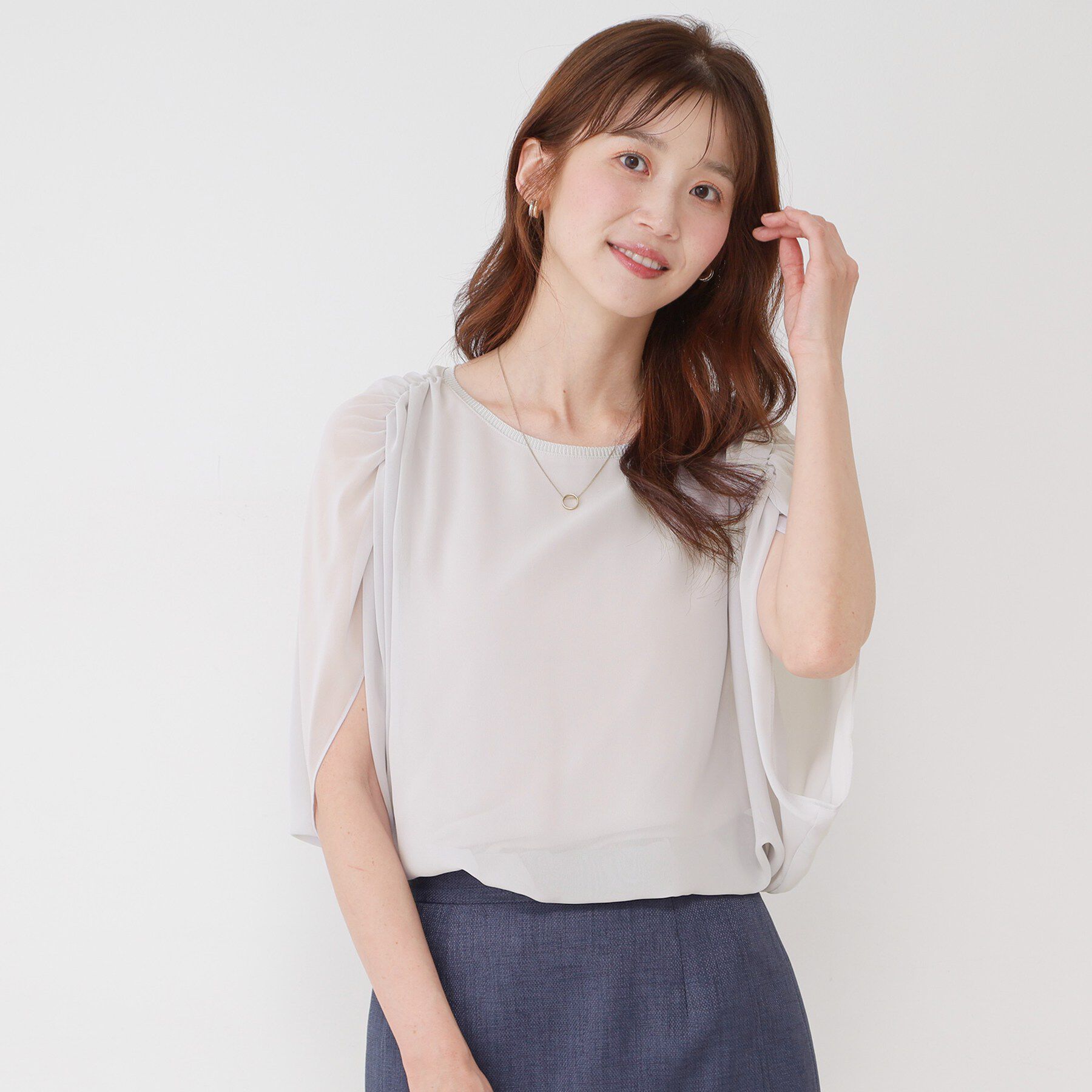 COUP DE CHANCE「【日本製/インナー付き】ギャザースリーブプルオーバー」|Tシャツ・カットソー|