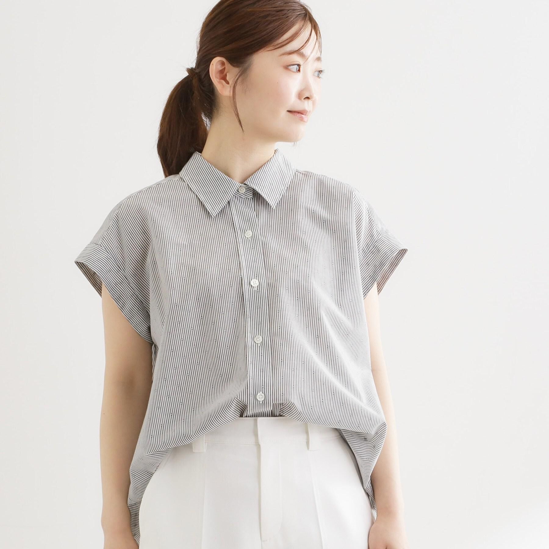 Reflect「【接触冷感】フレンチスリーブシャツブラウス」|シャツ・ブラウス|