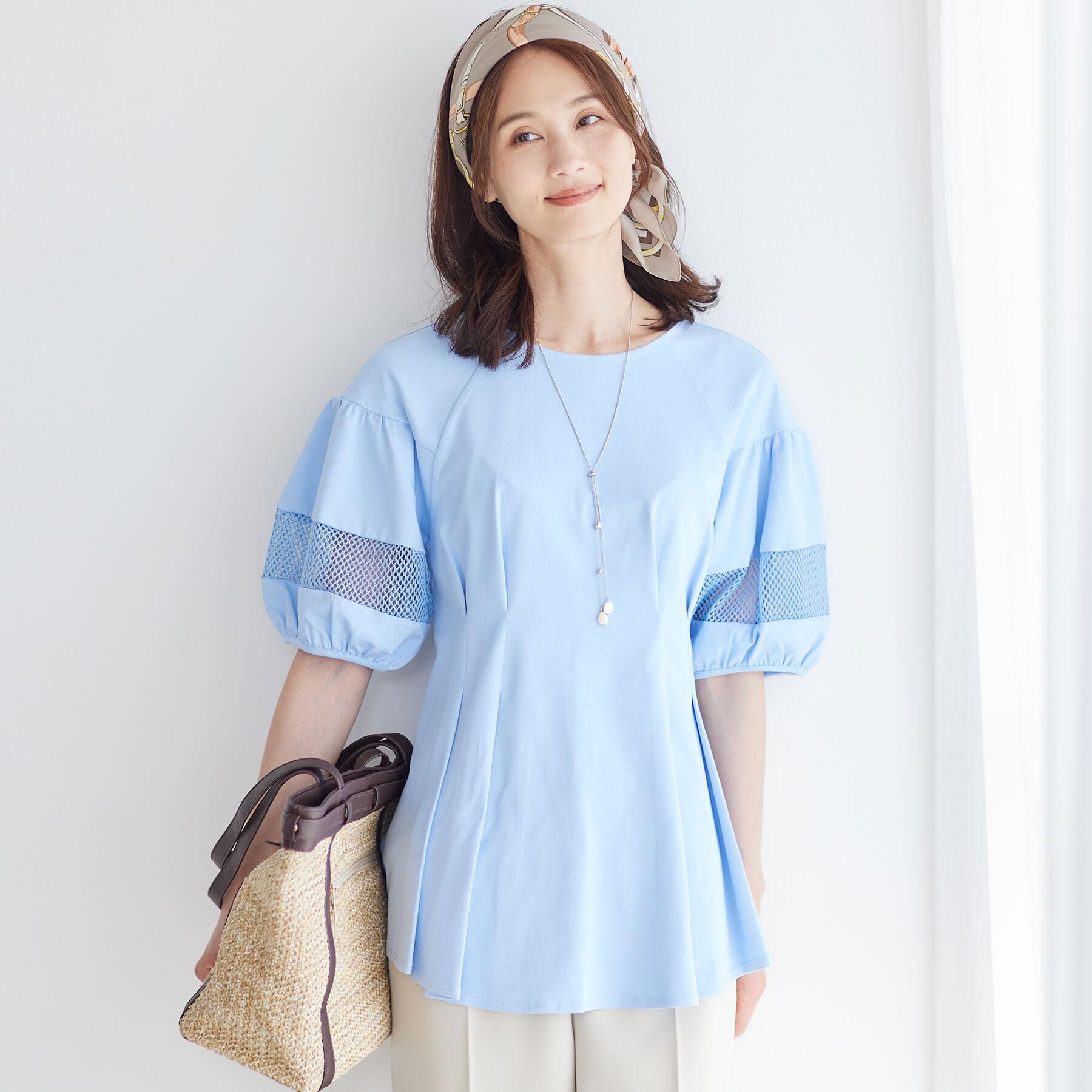 Reflect「メッシュ切り替えスリーブトップス」|Tシャツ・カットソー|