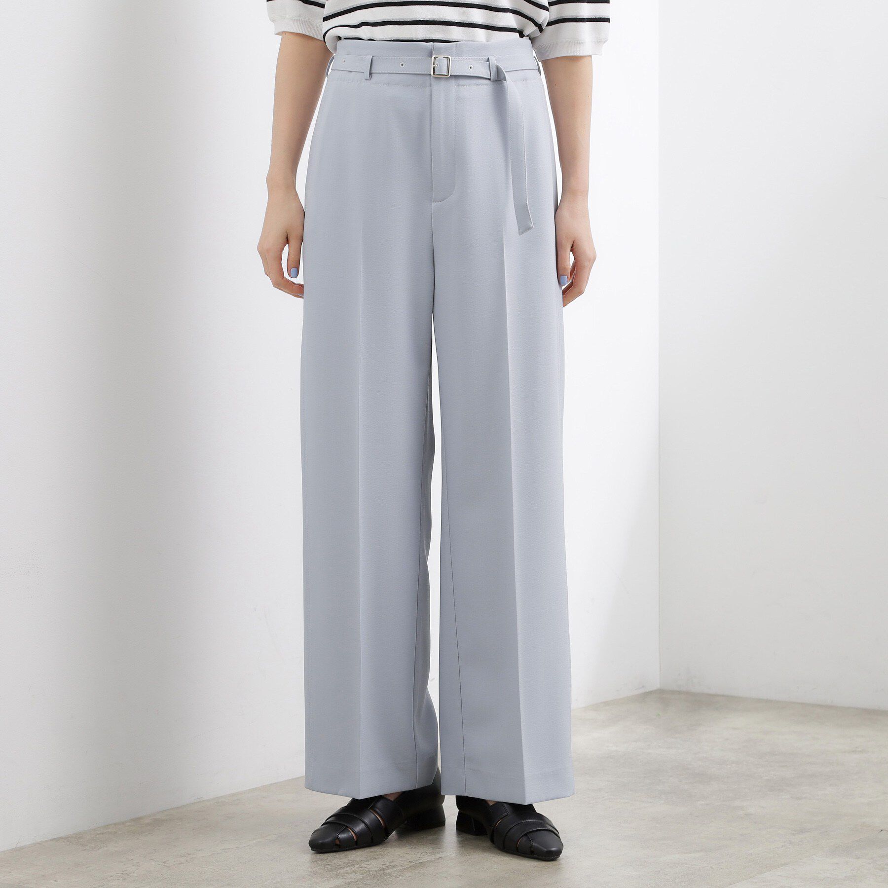 grove「【洗える/お仕事にも】ウエストすっきりベルト付ワイドパンツ」|その他|