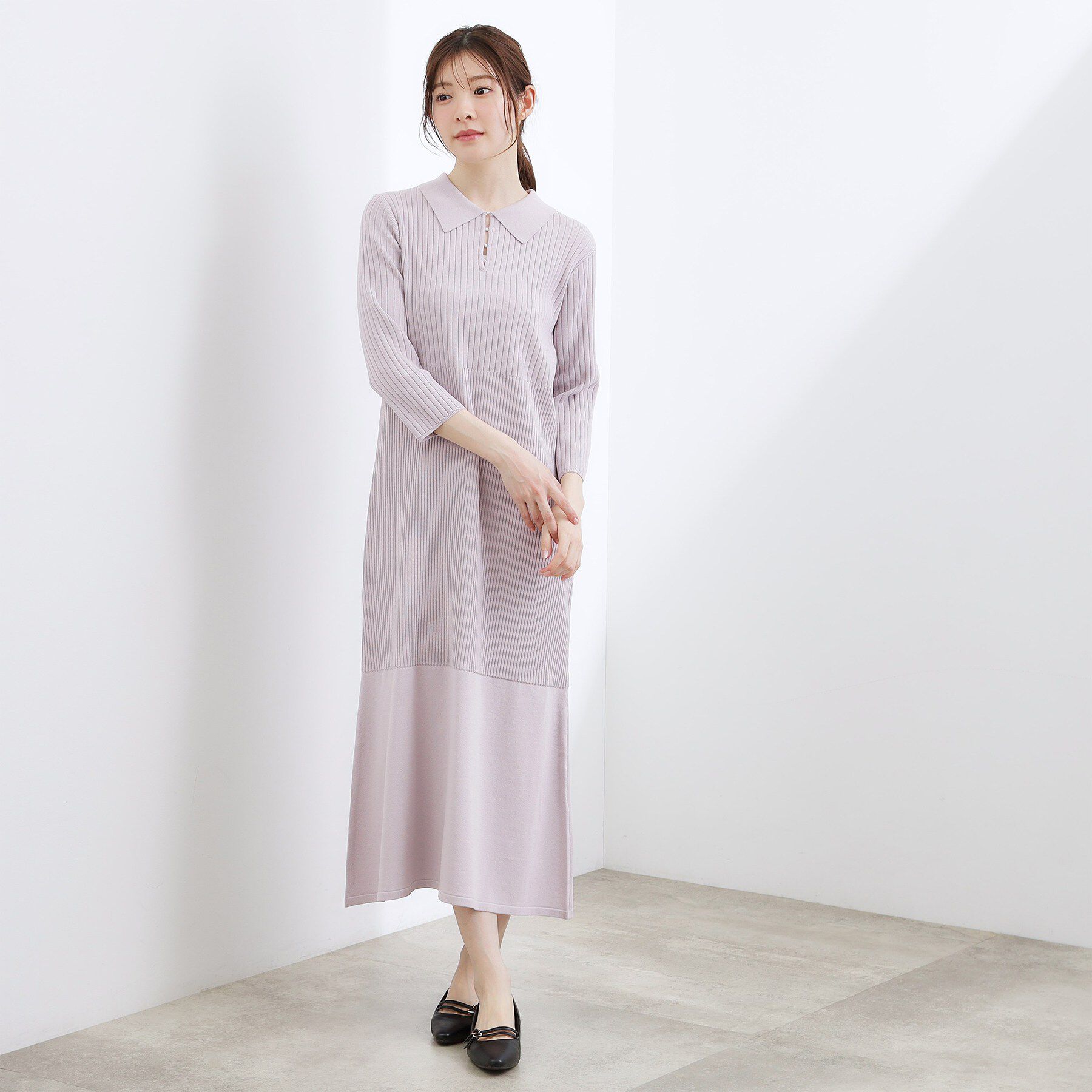 grove「高評価！【洗える】大人の上品ポロニットワンピース」|ワンピース|