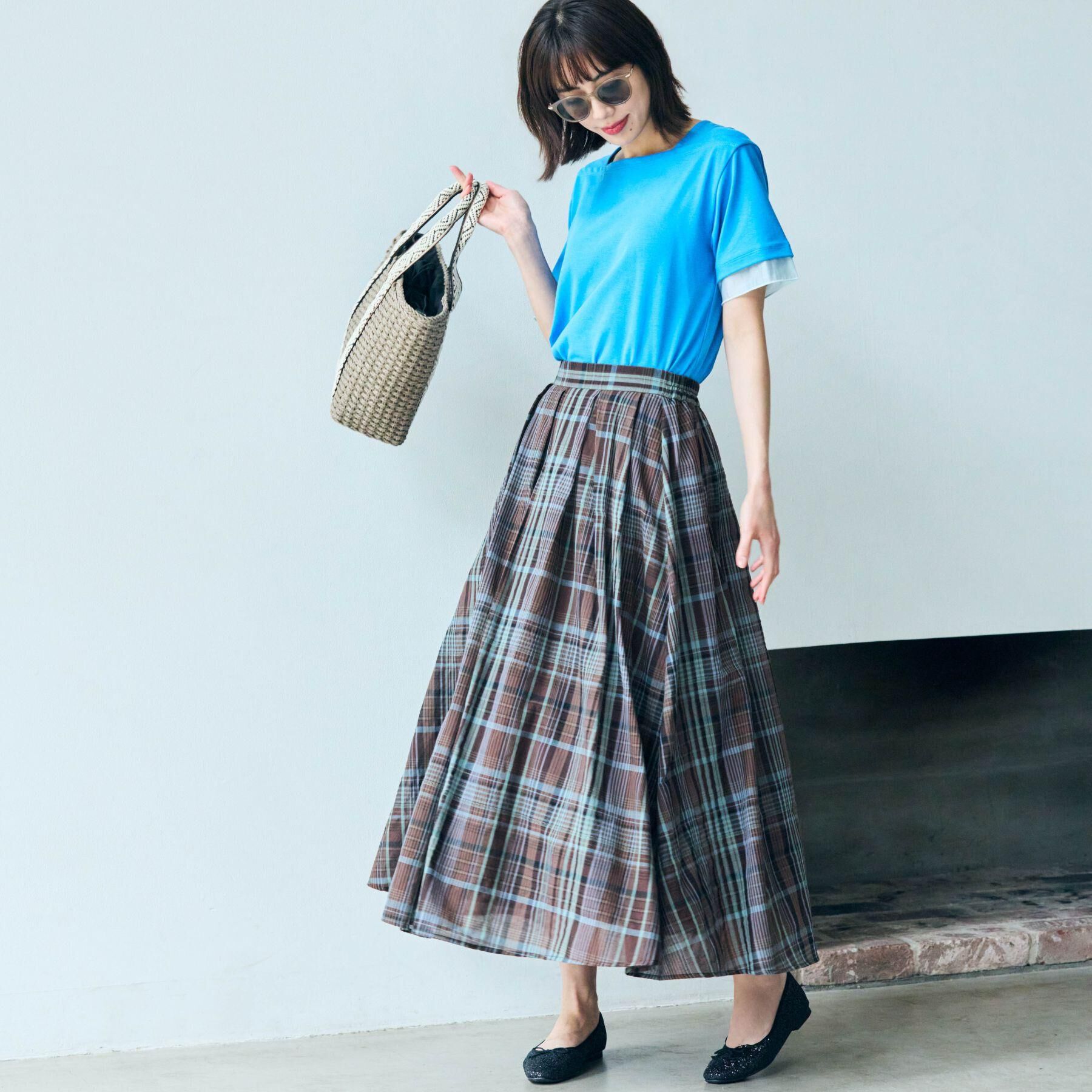 grove「【貴島明日香さん着用】マドラスチェックタックボリュームスカート」|スカート|